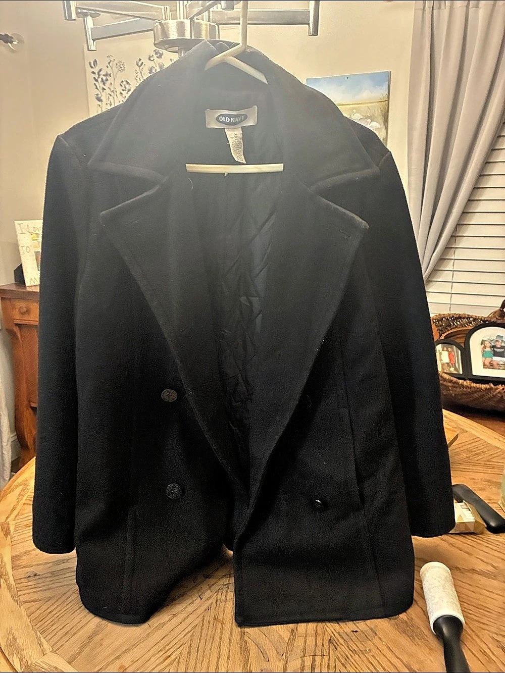 Old Navy Recycled Wool Blend Peacoat Black Medium
